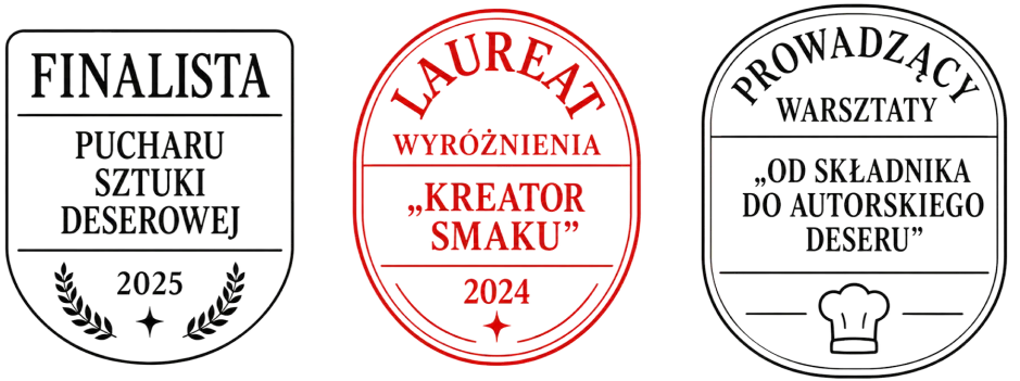Finalista Pucharu Sztuki Deserowej 2025, Laureat wyróżnienia Kreator Smaku 2024, Prowadzący warsztaty